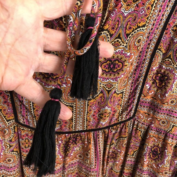 World Market Babydoll Dress‎ Women's Size S/M Colorful Bohemian Tassel Tie - Picture 5 of 9